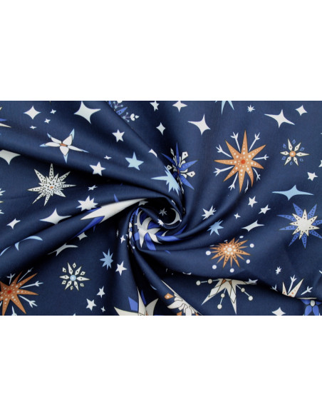 Tissu Doublure Imperméable Imprimé Stars Marine -Au Mètre