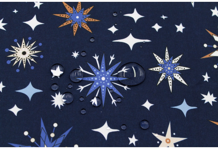 Tissu Doublure Imperméable Imprimé Stars Marine -Au Mètre