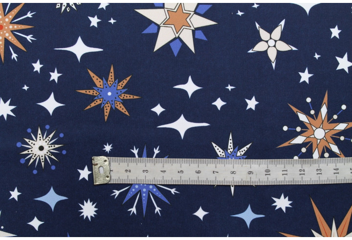 Tissu Doublure Imperméable Imprimé Stars Marine -Au Mètre