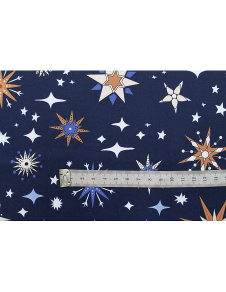 Tissu Doublure Imperméable Imprimé Stars Marine -Au Mètre