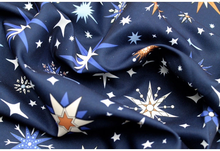 Tissu Doublure Imperméable Imprimé Stars Marine -Au Mètre