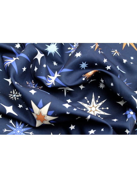 Tissu Doublure Imperméable Imprimé Stars Marine -Au Mètre