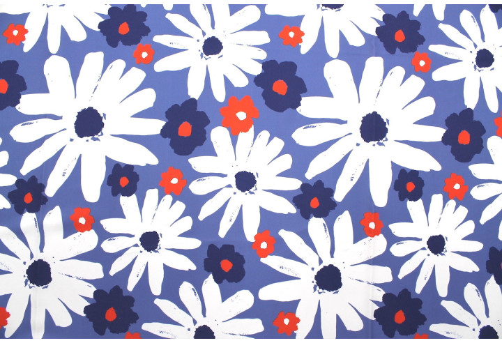 Tissu Doublure Imperméable Imprimé Fleur Mega Jasmin Bleu -Au Mètre