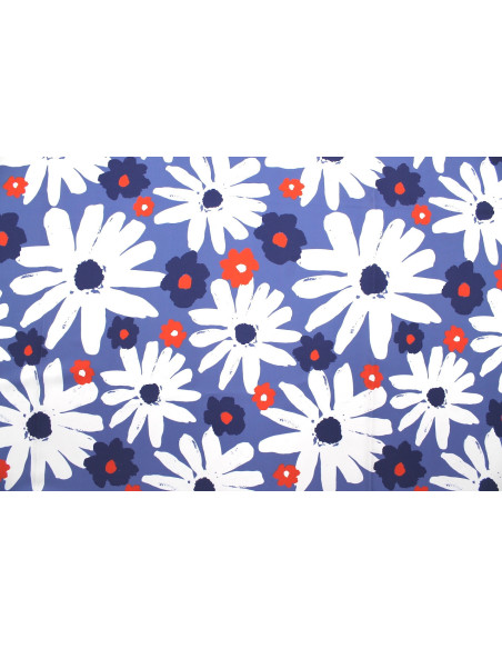 Tissu Doublure Imperméable Imprimé Fleur Mega Jasmin Bleu -Au Mètre