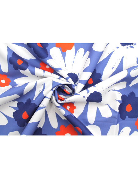 Tissu Doublure Imperméable Imprimé Fleur Mega Jasmin Bleu -Au Mètre