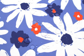 Tissu Doublure Imperméable Imprimé Fleur Mega Jasmin Bleu -Au Mètre
