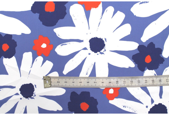 Tissu Doublure Imperméable Imprimé Fleur Mega Jasmin Bleu -Au Mètre