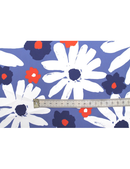 Tissu Doublure Imperméable Imprimé Fleur Mega Jasmin Bleu -Au Mètre