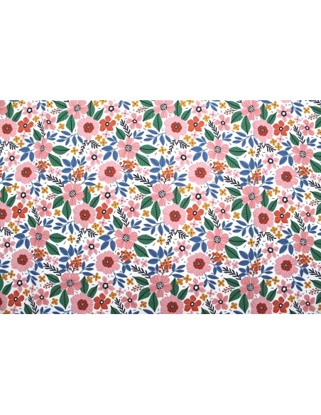 Tissu Doublure Imperméable Imprimé Fleur Bella Blanc -Au Mètre
