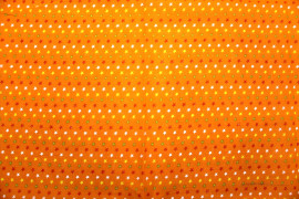 Tissu Popeline Coton Imprimé Fond Orange Étoiles colorées -Au Mètre