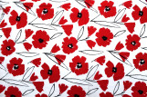 Tissu Popeline Coton Imprimé Fleur Hevel Rouge -Au Mètre