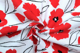 Tissu Popeline Coton Imprimé Fleur Hevel Rouge -Au Mètre