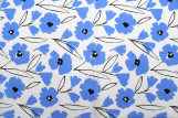 Tissu Popeline Coton Imprimé Fleur Hevel Bleu -Au Mètre