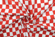 Tissu Popeline Coton Imprimé Damier Rouge -Au Mètre