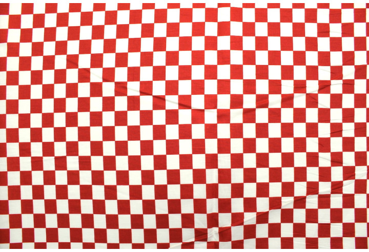 Tissu Popeline Coton Imprimé Damier Rouge -Au Mètre