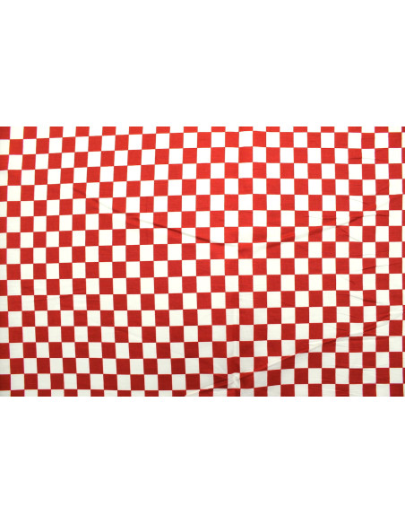 Tissu Popeline Coton Imprimé Damier Rouge -Au Mètre