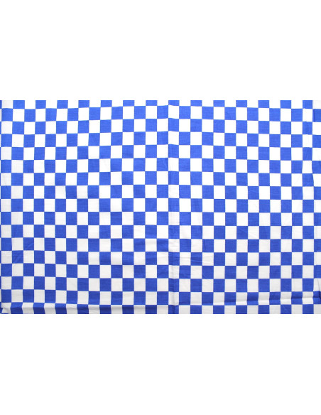 Tissu Popeline Coton Imprimé Damier Bleu -Au Mètre