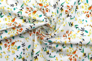 Tissu Popeline Coton Imprimé Fleur Lucie Jaune -Au Mètre
