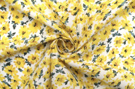 Tissu Popeline Coton Imprimé Fleur Wendy Jaune -Au Mètre