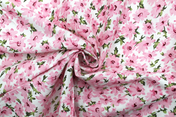 Tissu Popeline Coton Imprimé Fleur Wendy Rose -Au Mètre