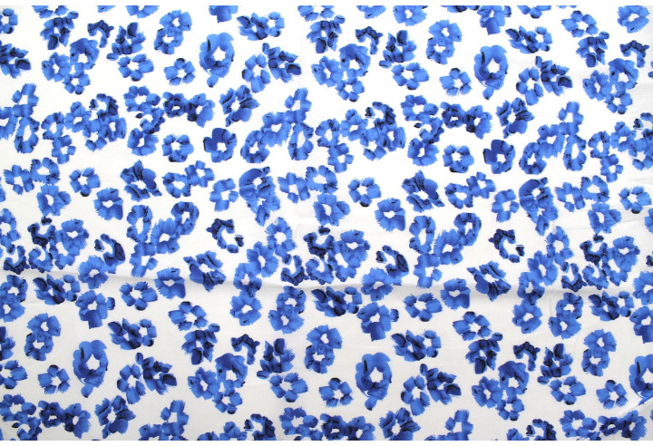 Tissu Popeline Coton Imprimé Tâches Bleu -Au Mètre