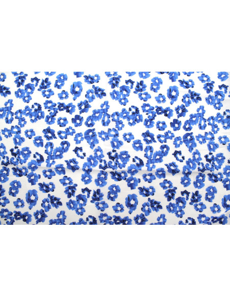 Tissu Popeline Coton Imprimé Tâches Bleu -Au Mètre
