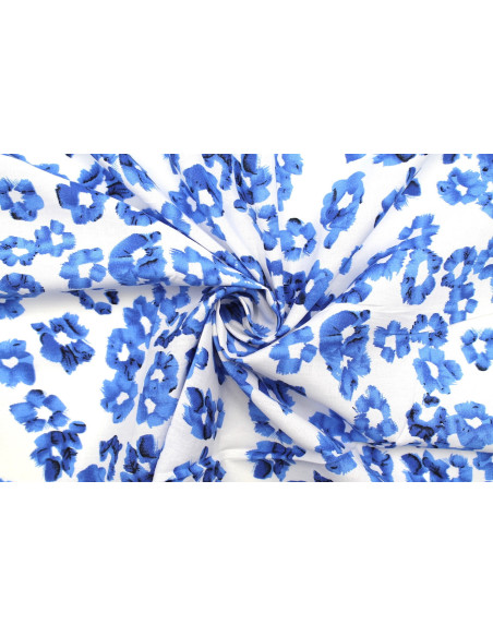 Tissu Popeline Coton Imprimé Tâches Bleu -Au Mètre