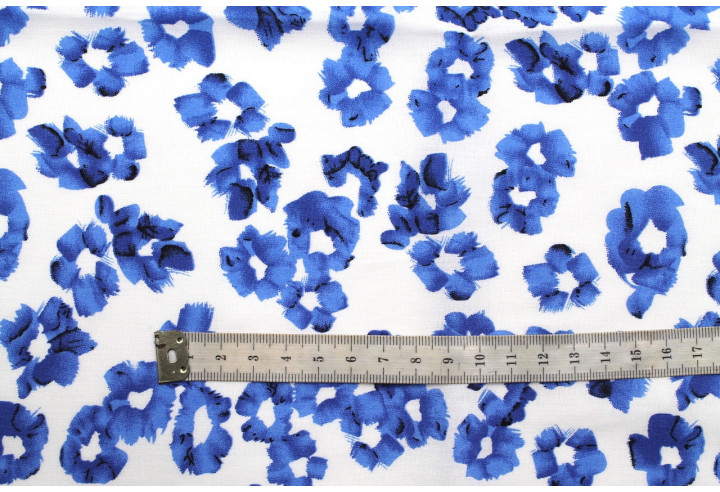 Tissu Popeline Coton Imprimé Tâches Bleu -Au Mètre