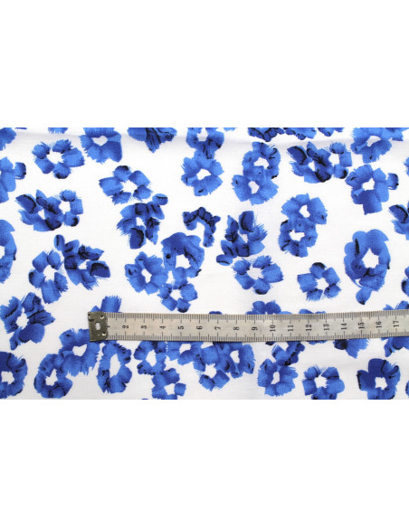 Tissu Popeline Coton Imprimé Tâches Bleu -Au Mètre