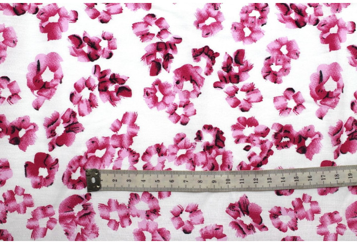 Tissu Popeline Coton Imprimé Tâches Rose -Au Mètre