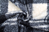 Tissu Tweed Bouclette Chloé Carreaux Noir/Écru -Au Mètre