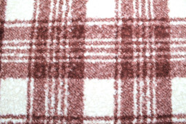 Tissu Tweed Bouclette Chloé Carreaux Bordeaux/Écru -Au Mètre
