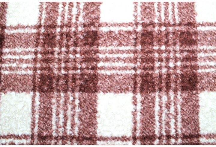 Tissu Tweed Bouclette Chloé Carreaux Bordeaux/Écru -Au Mètre