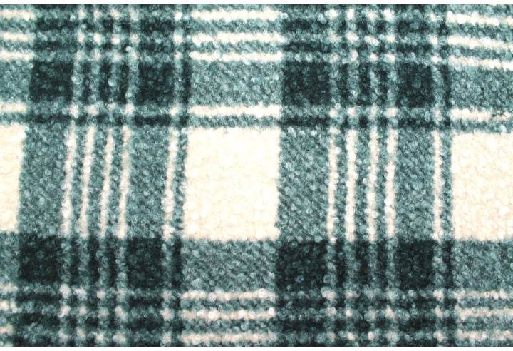 Tissu Tweed Bouclette Chloé Carreaux Vert/Écru -Au Mètre