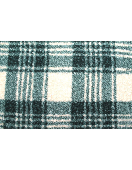 Tissu Tweed Bouclette Chloé Carreaux Vert/Écru -Au Mètre