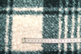 Tissu Tweed Bouclette Chloé Carreaux Vert/Écru -Au Mètre