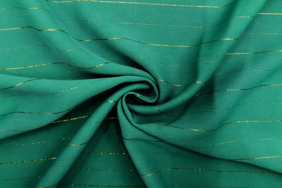 Tissu Crêpe Rayure Lurex Vert -Au mètre