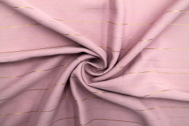 Tissu Crêpe Rayure Lurex Vieux Rose -Au mètre