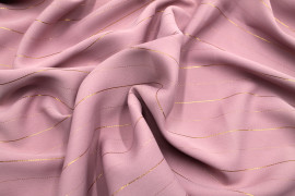 Tissu Crêpe Rayure Lurex Vieux Rose -Au mètre