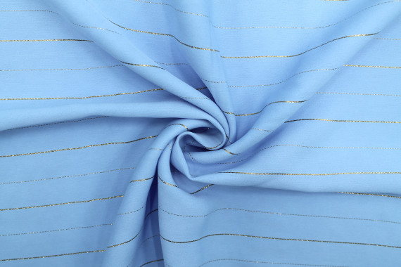 Tissu Crêpe Rayure Lurex Bleu ciel -Coupon de 3 mètres