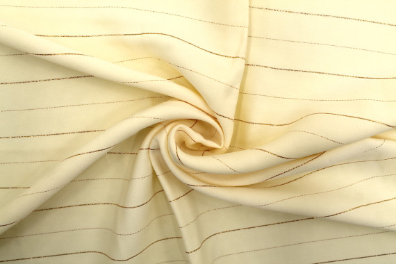 Tissu Crêpe Rayure Lurex Crème -Coupon de 3 mètres