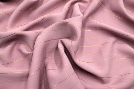 Tissu Crêpe Rayure Lurex Vieux Rose -Coupon de 3 mètres