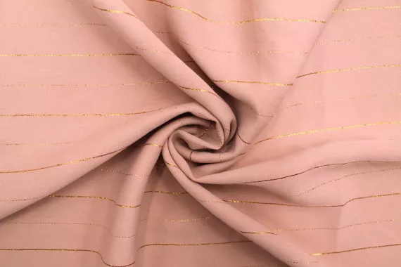 Tissu Crêpe Rayure Lurex Saumon -Coupon de 3 mètres