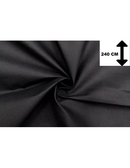 Tissu Toile Polycoton Grande Largeur Uni Noir -Au Mètre