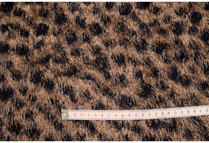 Tissu Maille Pull à Poils Léopard Beige foncé -Au Mètre