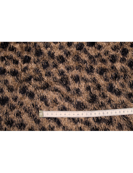 Tissu Maille Pull à Poils Léopard Beige foncé -Au Mètre