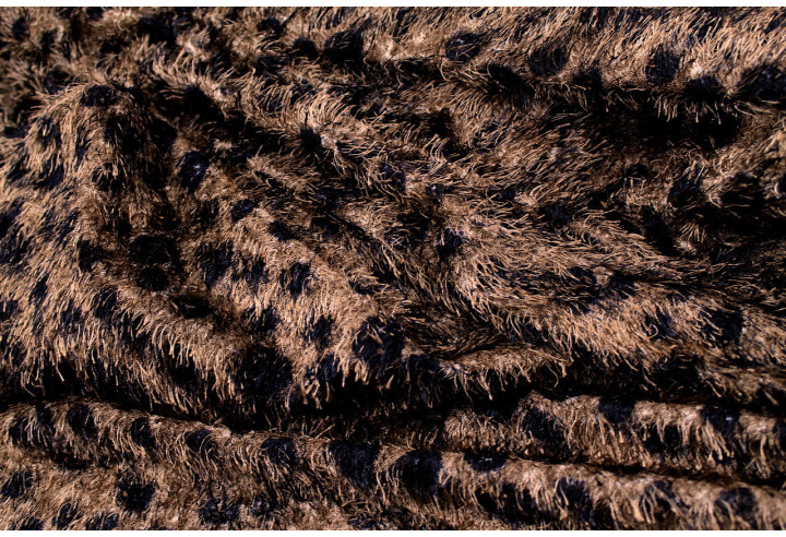 Tissu Maille Pull à Poils Léopard Beige foncé -Au Mètre