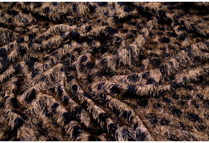 Tissu Maille Pull à Poils Léopard Beige foncé -Au Mètre