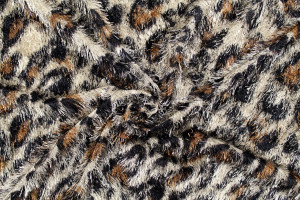 Tissu Maille Pull à Poils Guépard Beige clair -Au Mètre