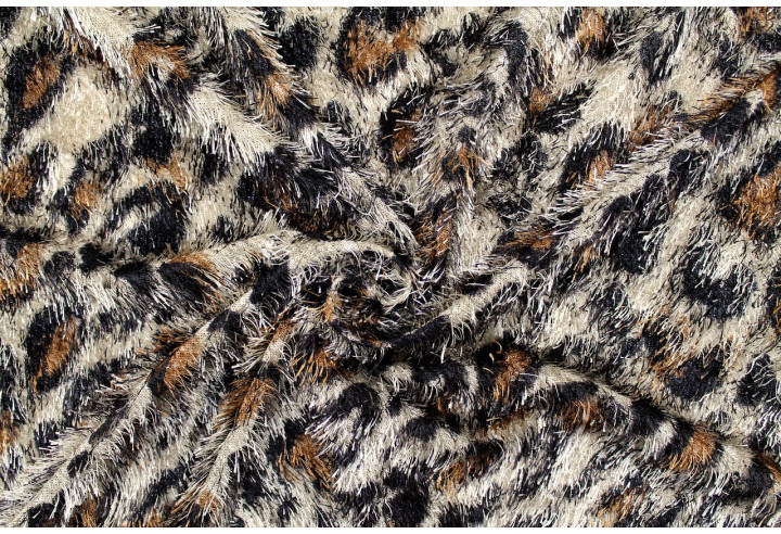 Tissu Maille Pull à Poils Guépard Beige clair -Au Mètre